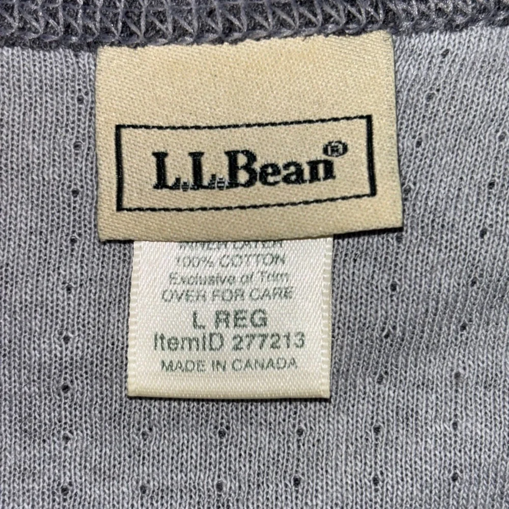 LL Bean Mens Gray Cotton Wool Blend Thermal Base Layer Crewneck Shirt L REG